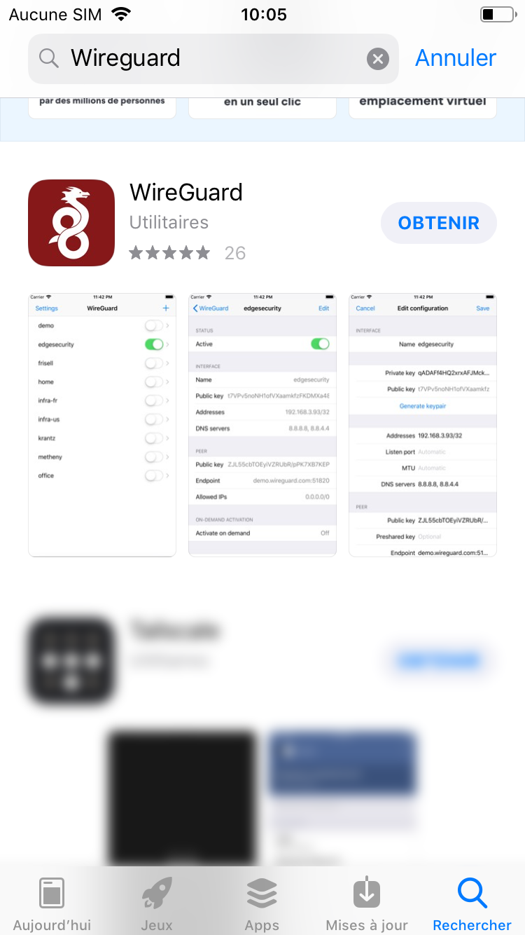 Le VPN Wireguard iOS