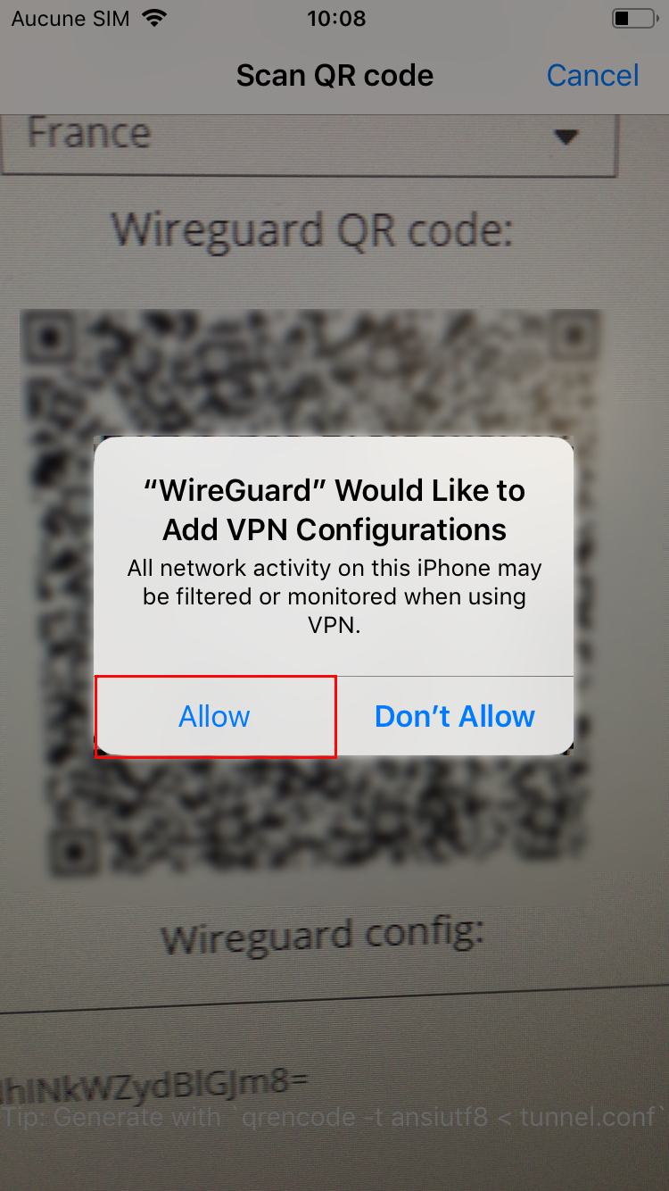 Le VPN Wireguard iOS