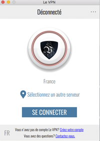 l’écran principal de l’application Le VPN