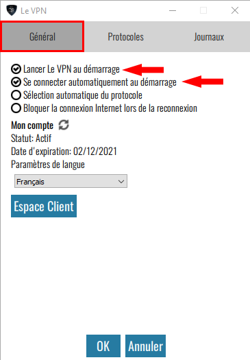 Le VPN options