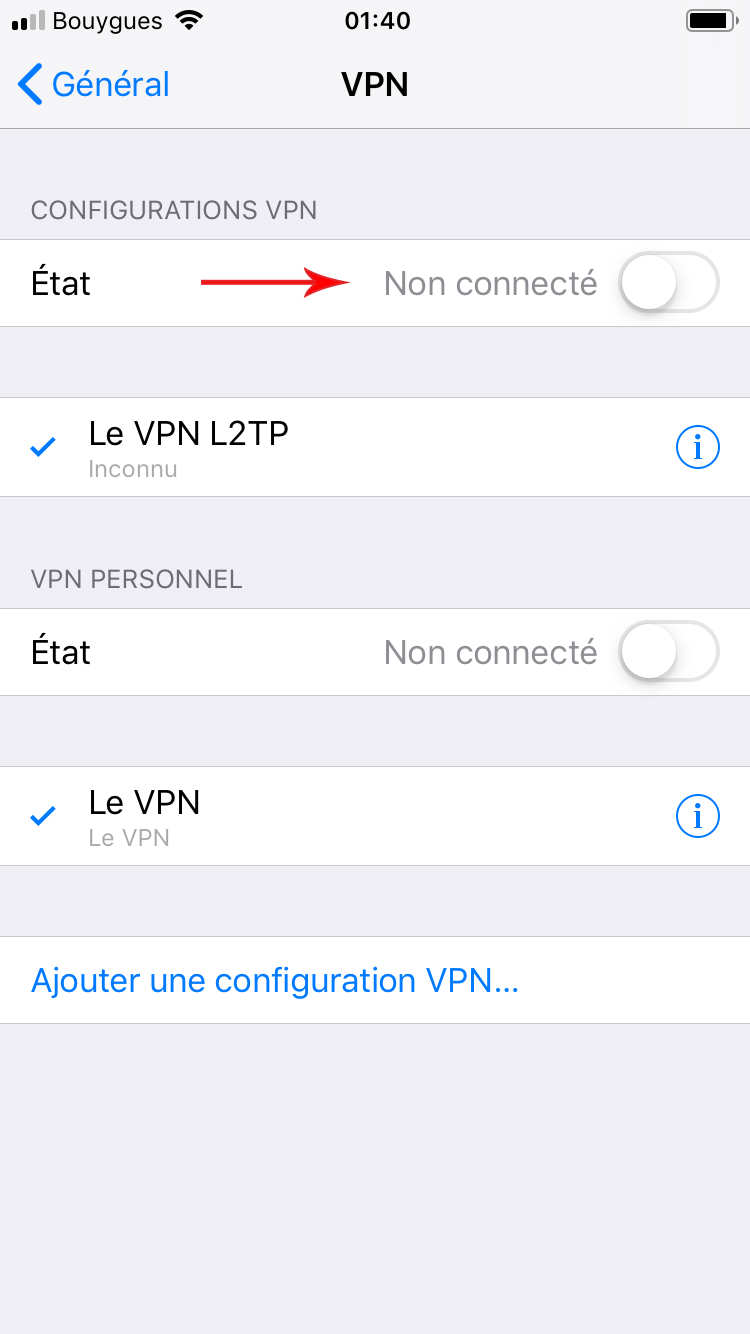 Le VPN L2TP Installation on iOS