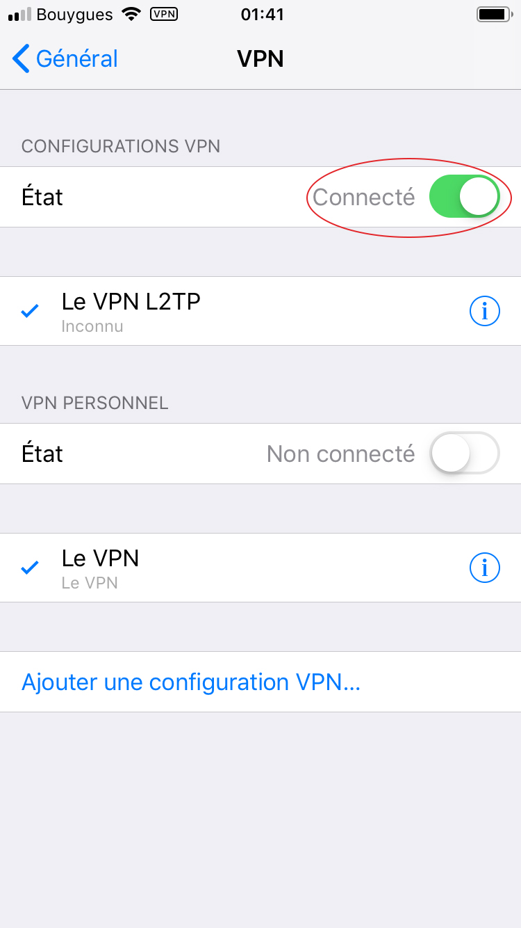 Le VPN L2TP Installation on iOS