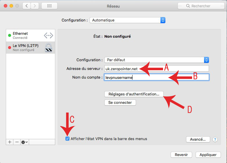 Le VPN L2TP Mac OS