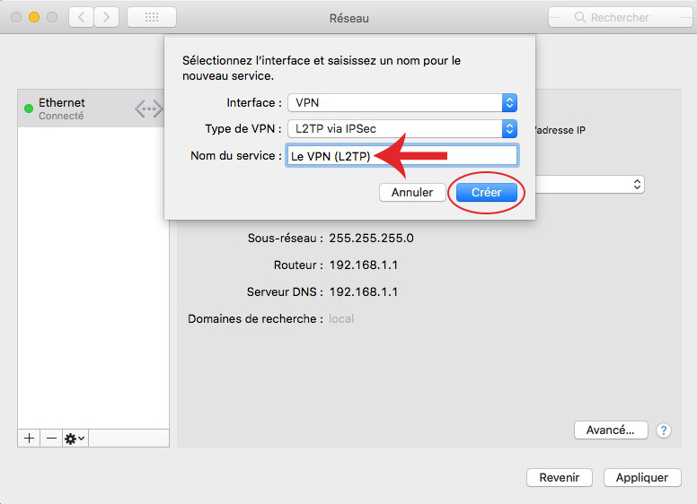 Le VPN L2TP Mac OS