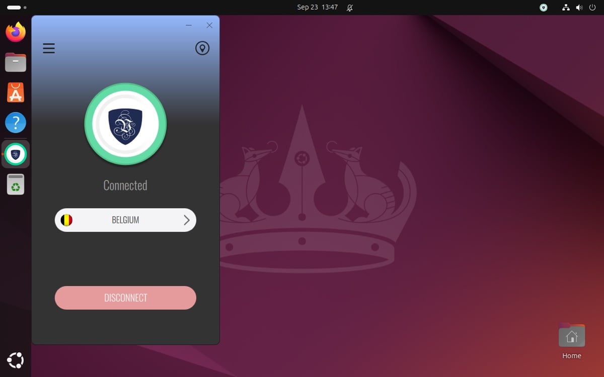 L'app Le VPN pour Linux en thème sombre