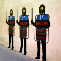 Anti Hadopi law graffiti found by our client on the street in Paris, France. Anti Hadopi law graffiti found by our client on the street in Paris, France.