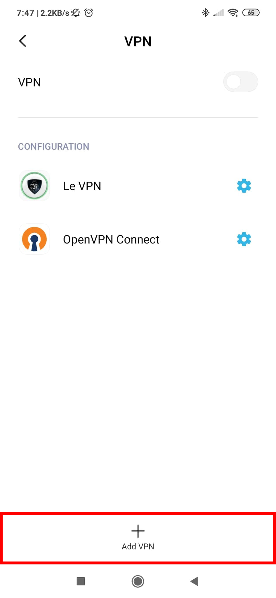 Le VPN L2TP Android