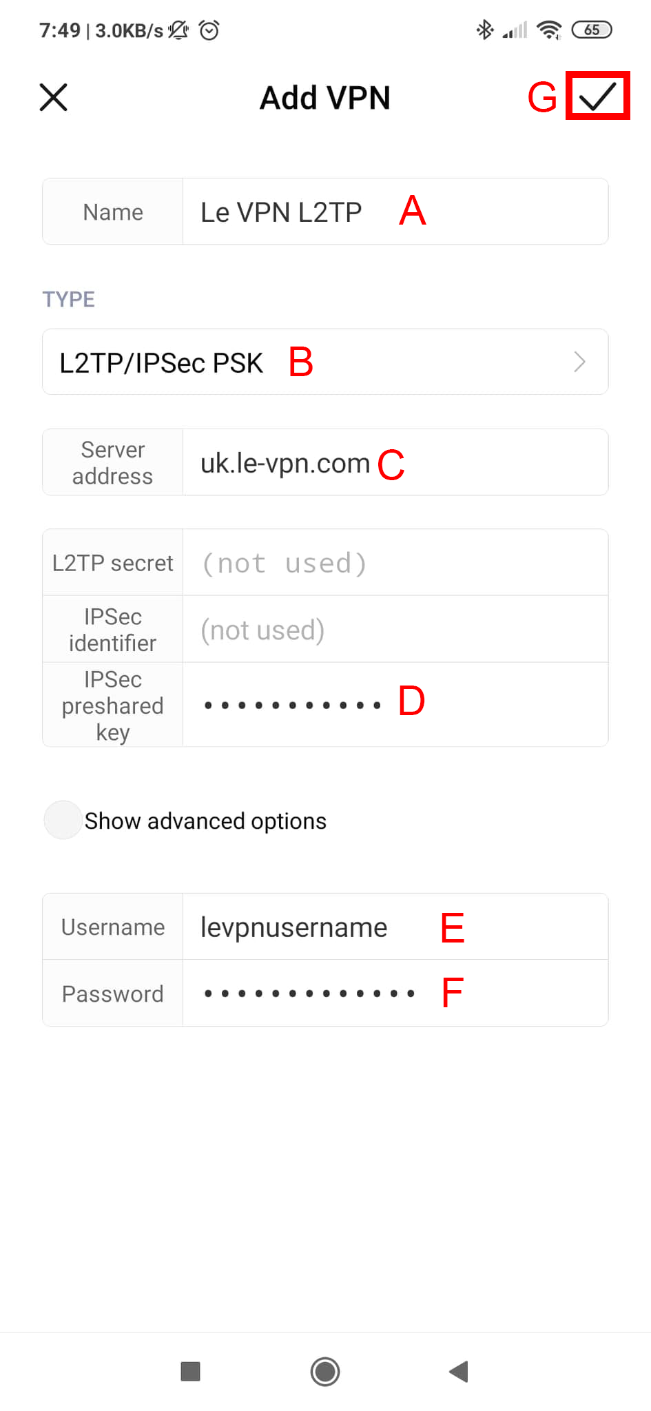 Le VPN L2TP Android