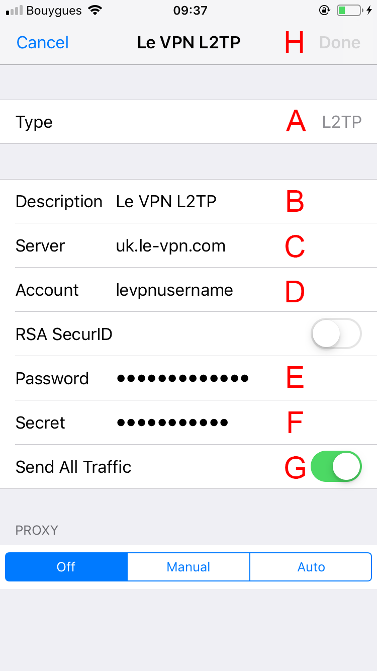 Le VPN L2TP Installation on iOS