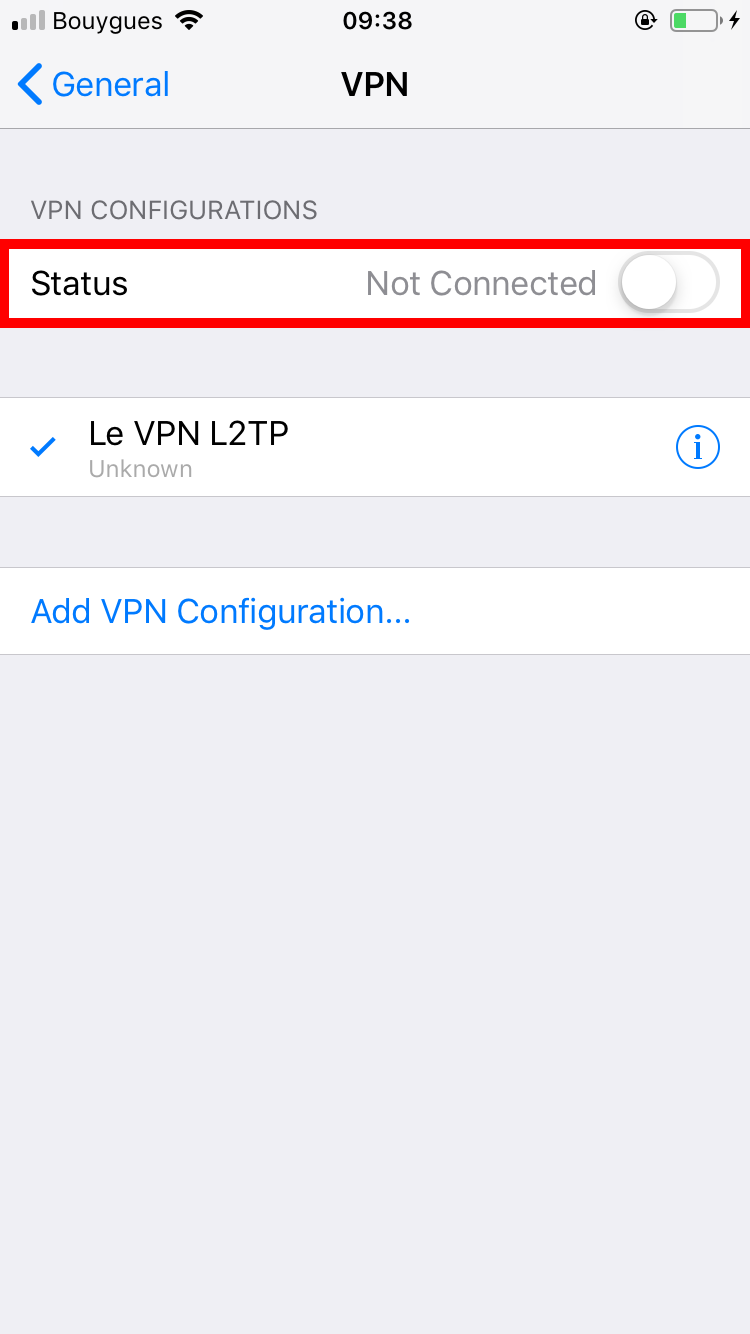 Le VPN L2TP Installation on iOS