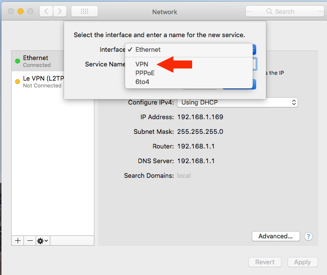 Le VPN L2TP Mac OS