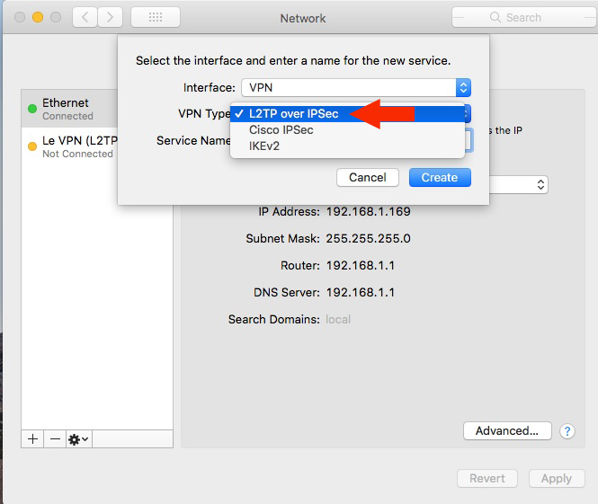 Le VPN L2TP Mac OS