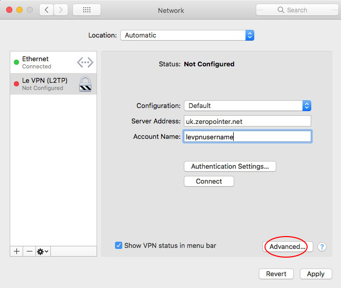 Le VPN L2TP Mac OS