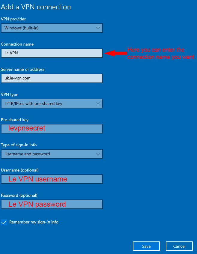 Le VPN Win 10 L2TP