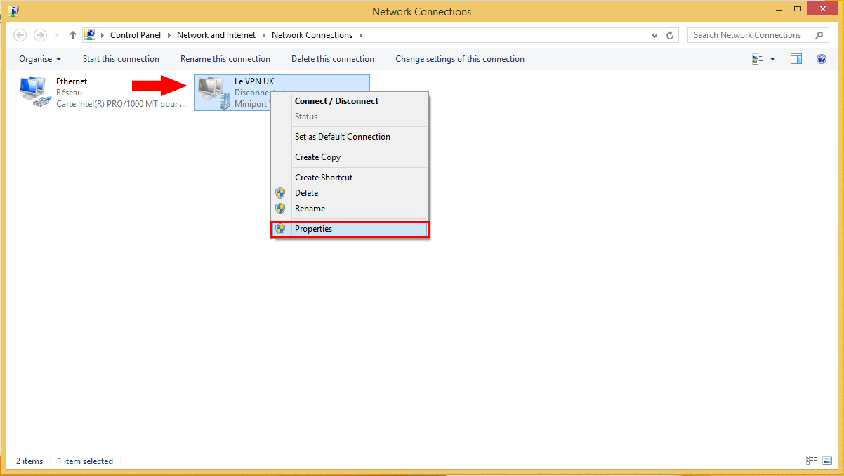 Le VPN L2TP Windows 8 and 8.1