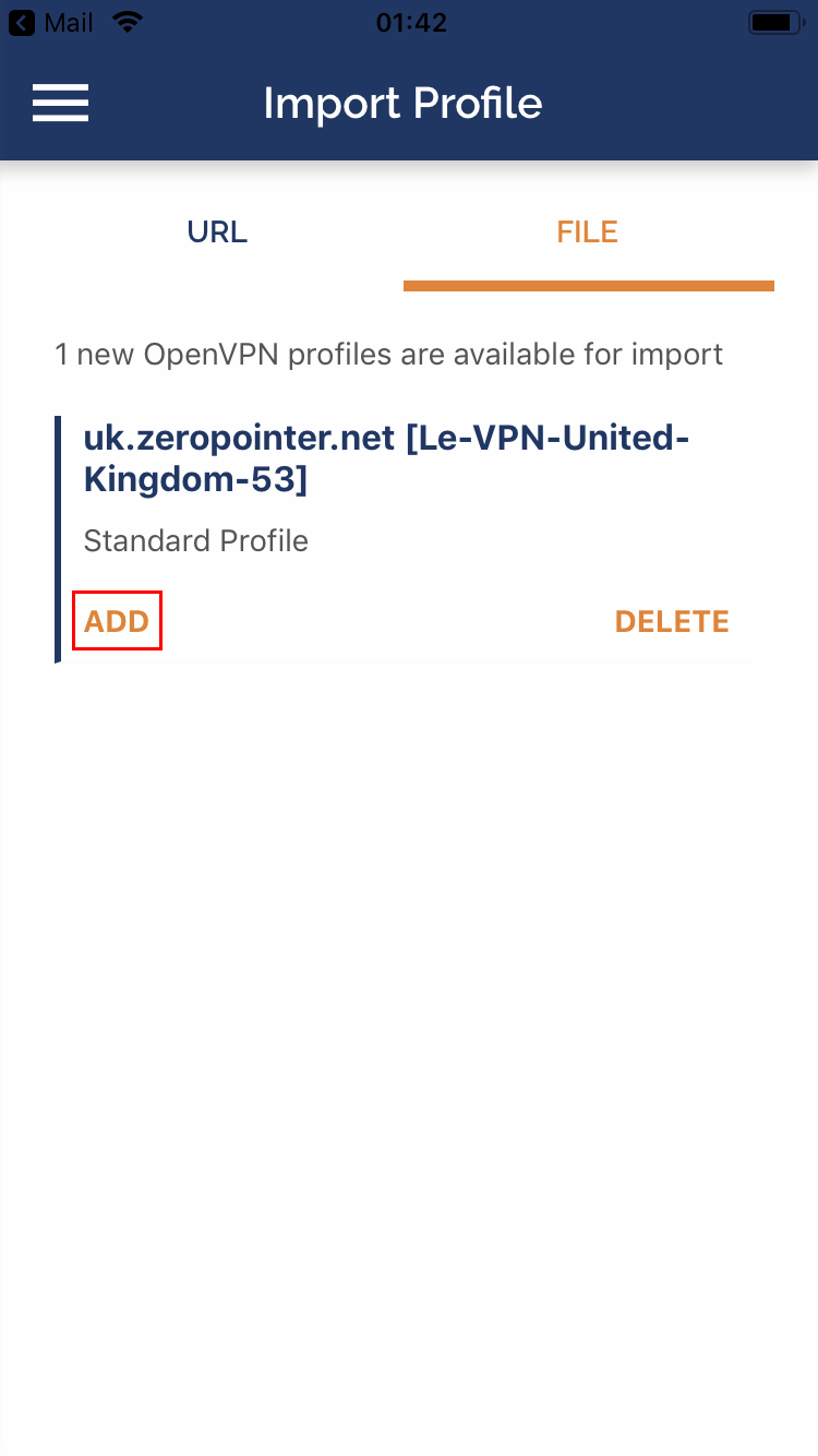 Le VPN installation on iOS (OpenVPN)