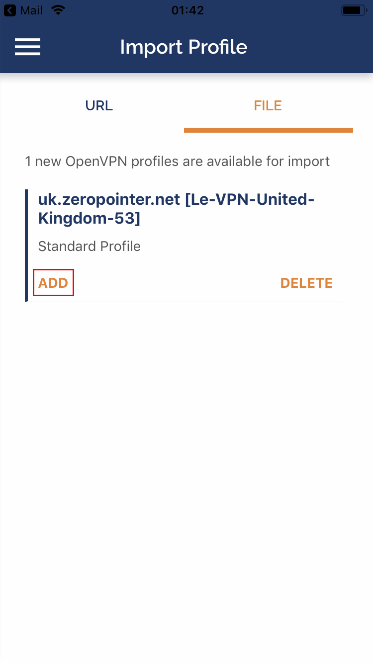 Le VPN installation on iOS (OpenVPN)