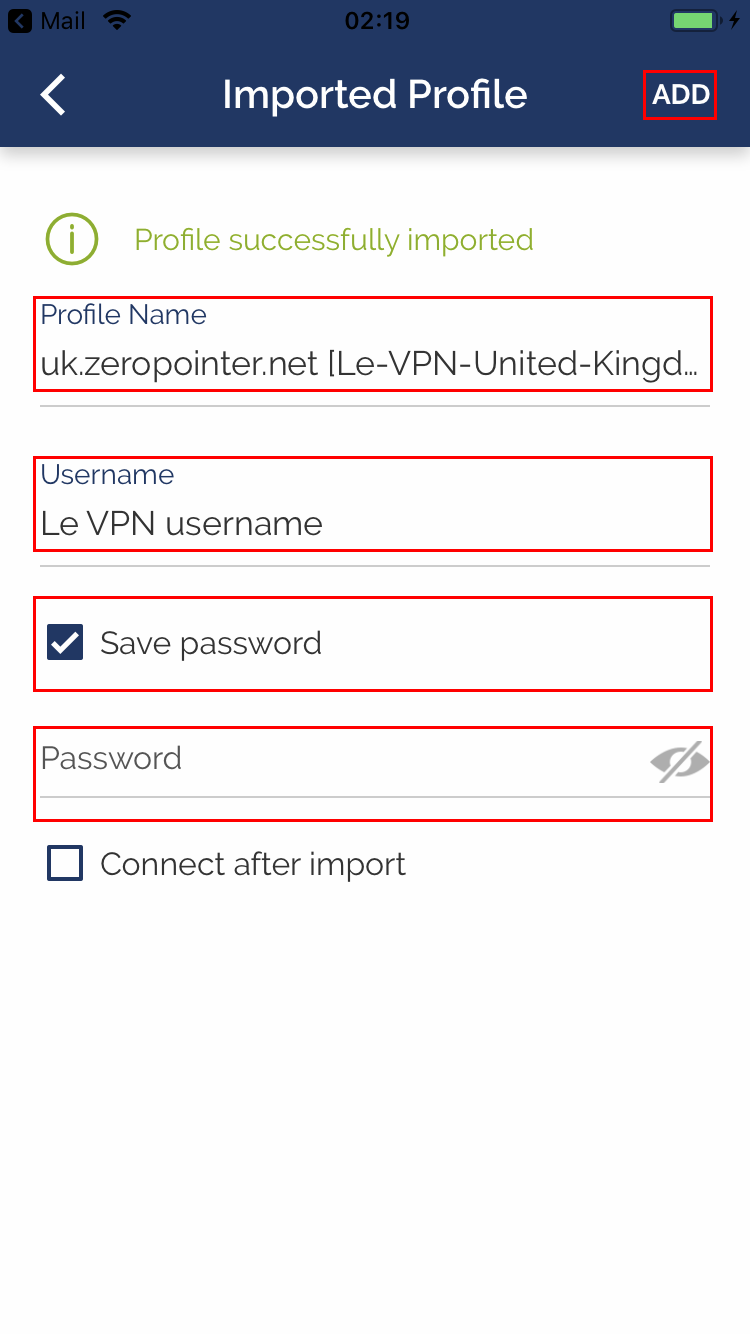 Le VPN installation on iOS (OpenVPN)