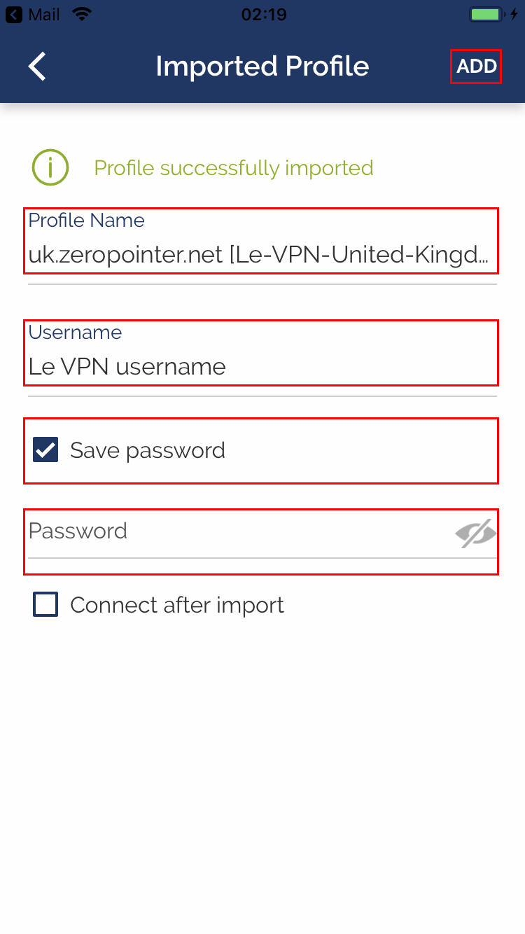 Le VPN installation on iOS (OpenVPN)